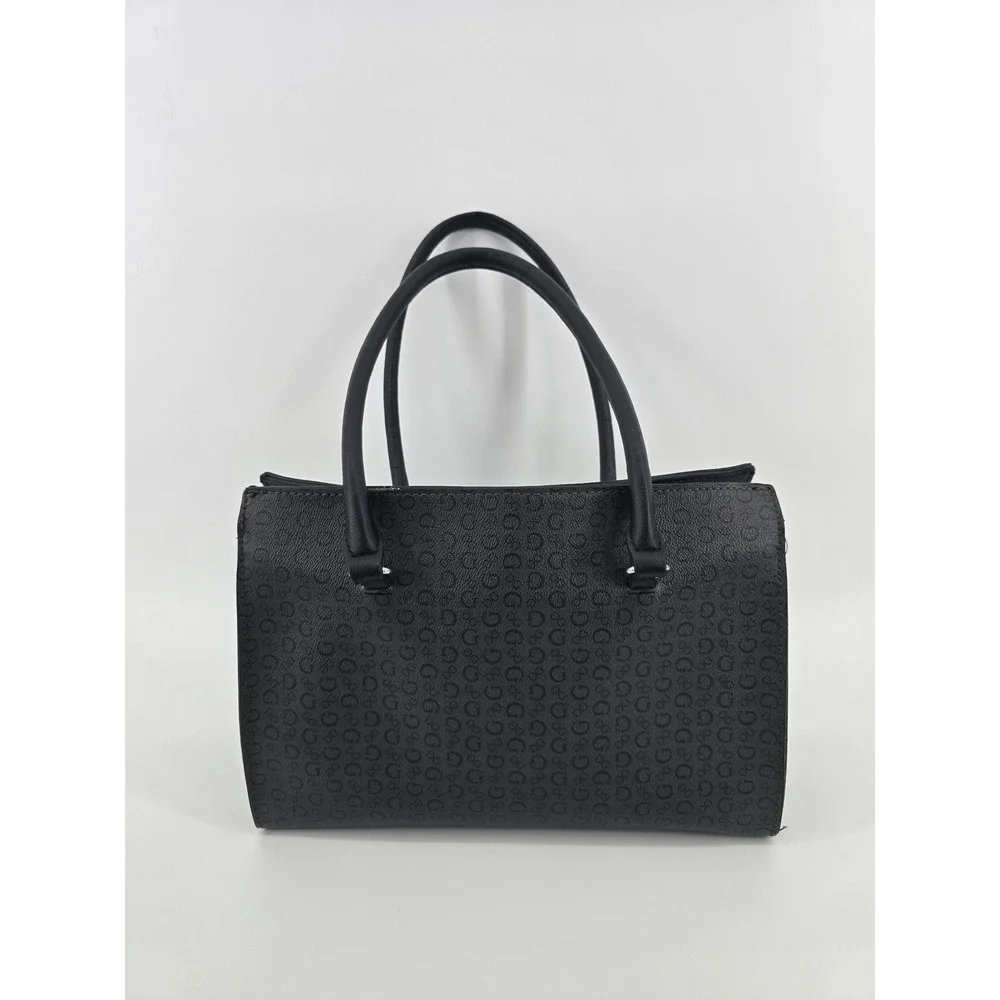 GUESS Pampa Tote Bag - Black Monogram Satchel Shoulder Bag